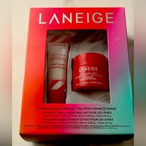 Laneige Divine Lip Duo CANDY CANE Glowy Balm & PEPPERMINT Mask New in box